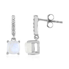 Rainbow Moonstone Silver Earrings