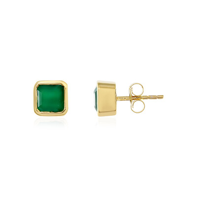 Green Onyx Silver Earrings