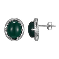 Green Agate Silver Earrings