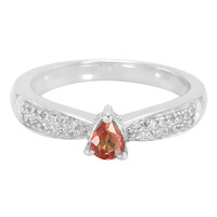 Orange Sapphire Silver Ring