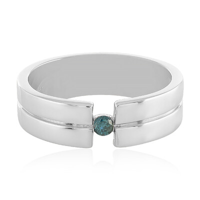 I3 Blue Diamond Silver Ring