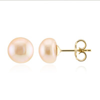 Orange Freshwater Pearl Silver Earrings (TPC)