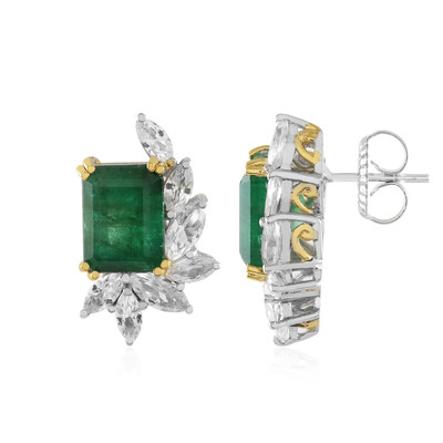 Zambian Emerald Silver Earrings (Gems en Vogue)