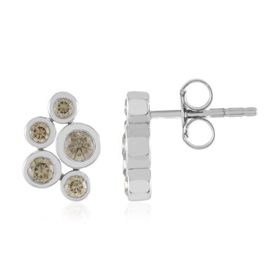 9K VS1 Champagne Diamond Gold Earrings