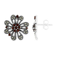 Mozambique Garnet Silver Earrings