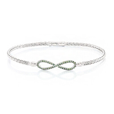 Green Diamond Silver Bangle