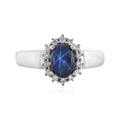 Blue Star Sapphire Silver Ring