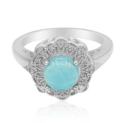 Blue Ethiopian Opal Silver Ring