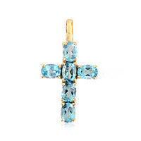 9K Swiss Blue Topaz Gold Pendant