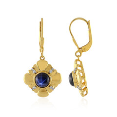 Blue Star Sapphire Silver Earrings