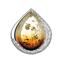 Sunrise Baltic Amber Silver Pendant