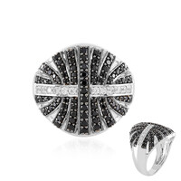 Black Spinel Silver Ring