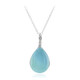 Aqua Chalcedony Silver Necklace
