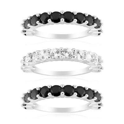Black Spinel Silver Ring