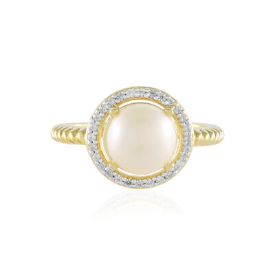 White Freshwater Pearl Silver Ring