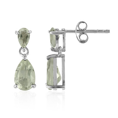 Green Amethyst Silver Earrings