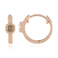 9K SI2 Champagne Diamond Gold Earrings