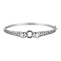 Black Sapphire Silver Bangle