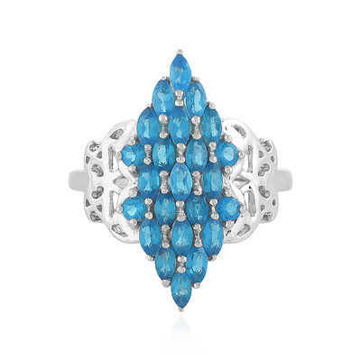 Neon Blue Apatite Silver Ring