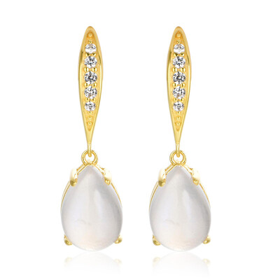 Tanzanian Rainbow Moonstone Silver Earrings
