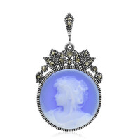 Blue Lace Agate Silver Pendant