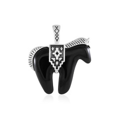 Black Agate Silver Pendant (Desert Chic)