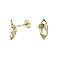 9K Green Amethyst Gold Earrings