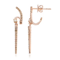 9K SI1 Argyle Rose De France Diamond Gold Earrings