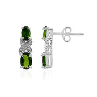 Russian Diopside Silver Earrings
