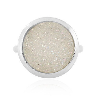 Pearl Shimmer Glitter Agate Silver Ring