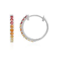 Orange Sapphire Silver Earrings