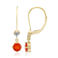 9K AAA Mexican Fire Opal Gold Earrings