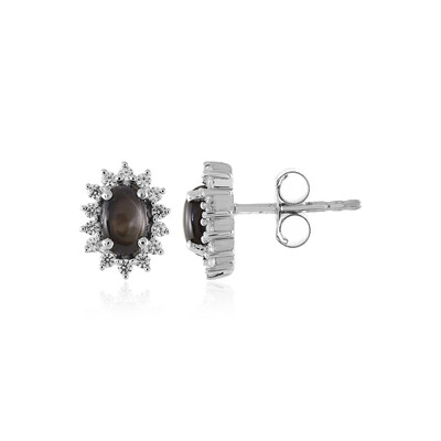 Black Star Sapphire Silver Earrings