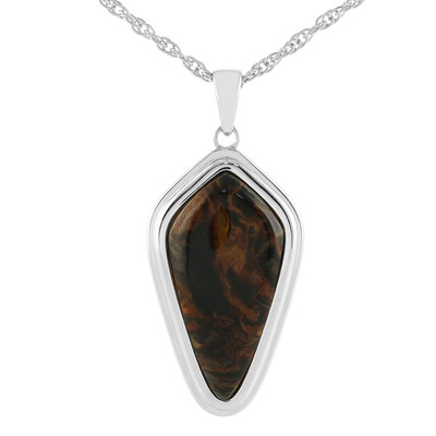 Golden Pietersite Silver Necklace