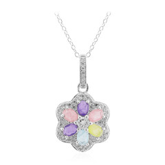Pink Pastel Quartz Silver Necklace