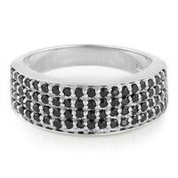 Black Spinel Silver Ring