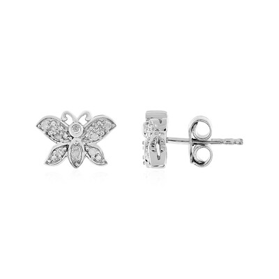 SI1 (I) Diamond Silver Earrings