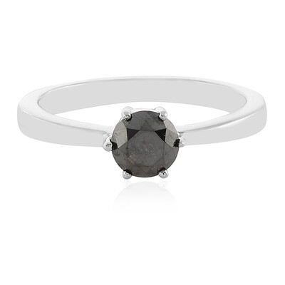 Black Diamond Silver Ring