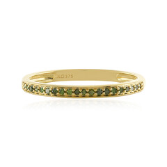 9K I4 Green Diamond Gold Ring