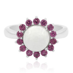 White Jadeite Silver Ring