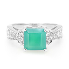 Green Chalcedony Silver Ring