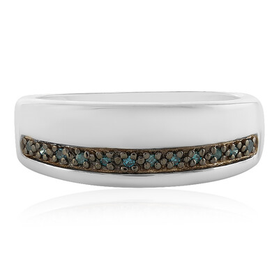 I3 Blue Diamond Silver Ring