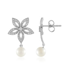 White Freshwater Pearl Silver Earrings