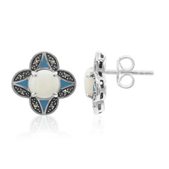 White Opal Silver Earrings