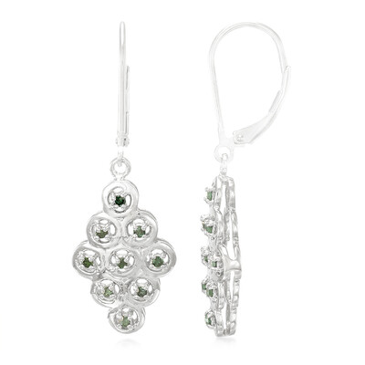 Fancy Diamond Silver Earrings
