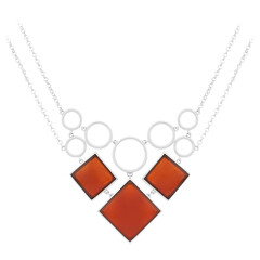 Orange Agate Silver Necklace