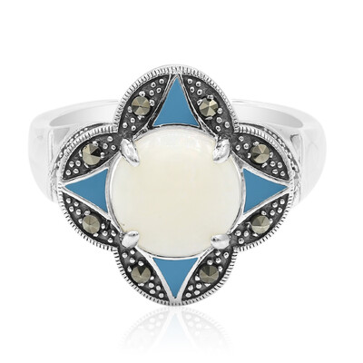 White Opal Silver Ring