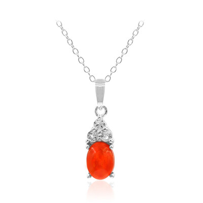 Red Ethiopian Opal Silver Necklace
