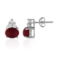 Red Ethiopian Opal Silver Earrings