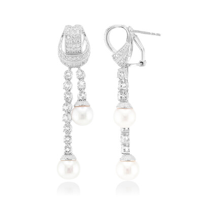 White Freshwater Pearl Silver Earrings